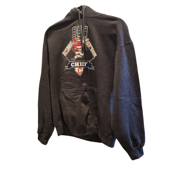 Cleveland Indians Wahoo Dark Gray Hoodie Size Large - Picture 1 of 4
